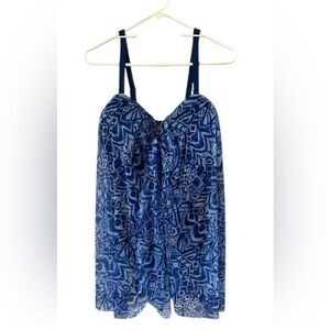 Lauren Ralph Lauren one Piece Sheer Overlay Swimsuit size 16W